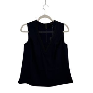 Ted Baker London Lace Insert Sleeveless Top Navy Blue Career NWT Womens 1 US 4
